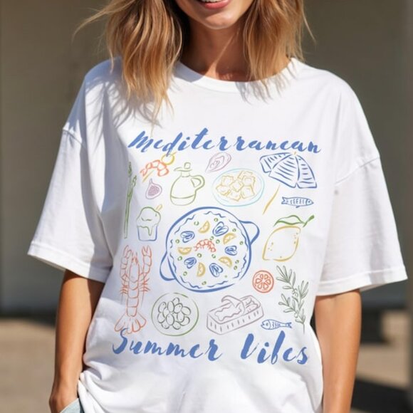 Tops - La Dolce Vita Shirt, Italian Summer Tee, Coastal Mediterranean Aesthetic T-Shirt
